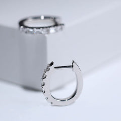 18k White Gold Diamond Hoop Earrings