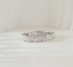 18K White Gold Heart Shaped Lab Diamond Eternity Ring(Unresizable) - MMR