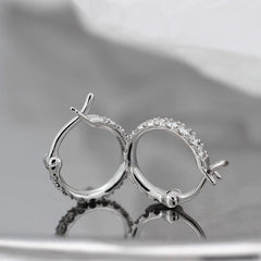 18K White Gold Round Cut Lab Diamond Huggie Earrings - MMR