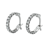 18K White Gold Round Cut Lab Diamond Huggie Earrings - MMR