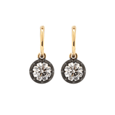 18K Yellow and White Gold with Black Rhodium Plated 2 ct tw Round Cut Diamond Bezel Hoop Earrings - MMR