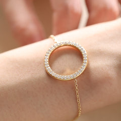 18K Yellow Gold 1.5mm Brilliant Cut Lab Diamond Bracelet (16cm) - MMR