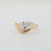 18K Yellow Gold 1ct Pear Cut Lab Diamond Wave Band Design Solitaire Ring - MMR
