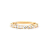 18K Yellow Gold 2.2mm Brilliant Lab Diamond Half Eternity Ring with Heart Shared Prongs - MMR