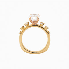 18K Yellow Gold 2CT Oval Modified Brilliant Cut Lab Diamond Natural Inspired Ring with European Shank Design - MMR