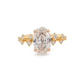 18K Yellow Gold 2CT Oval Modified Brilliant Cut Lab Diamond Natural Inspired Ring with European Shank Design - MMR