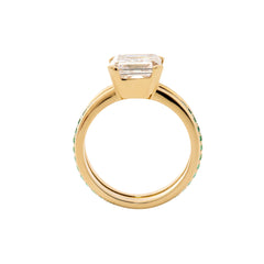 18K Yellow Gold 3.75CT (IGI) Asscher Cut Lab Diamond Double Band Ring with Gem Insert Space (US7) - MMR