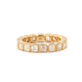 18K Yellow Gold Asscher Cut Lab Diamond Millegrain Bezel Eternity Ring - MMR