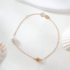 18K Yellow Gold Freshwater Pearl Chain Bracelet - MMR
