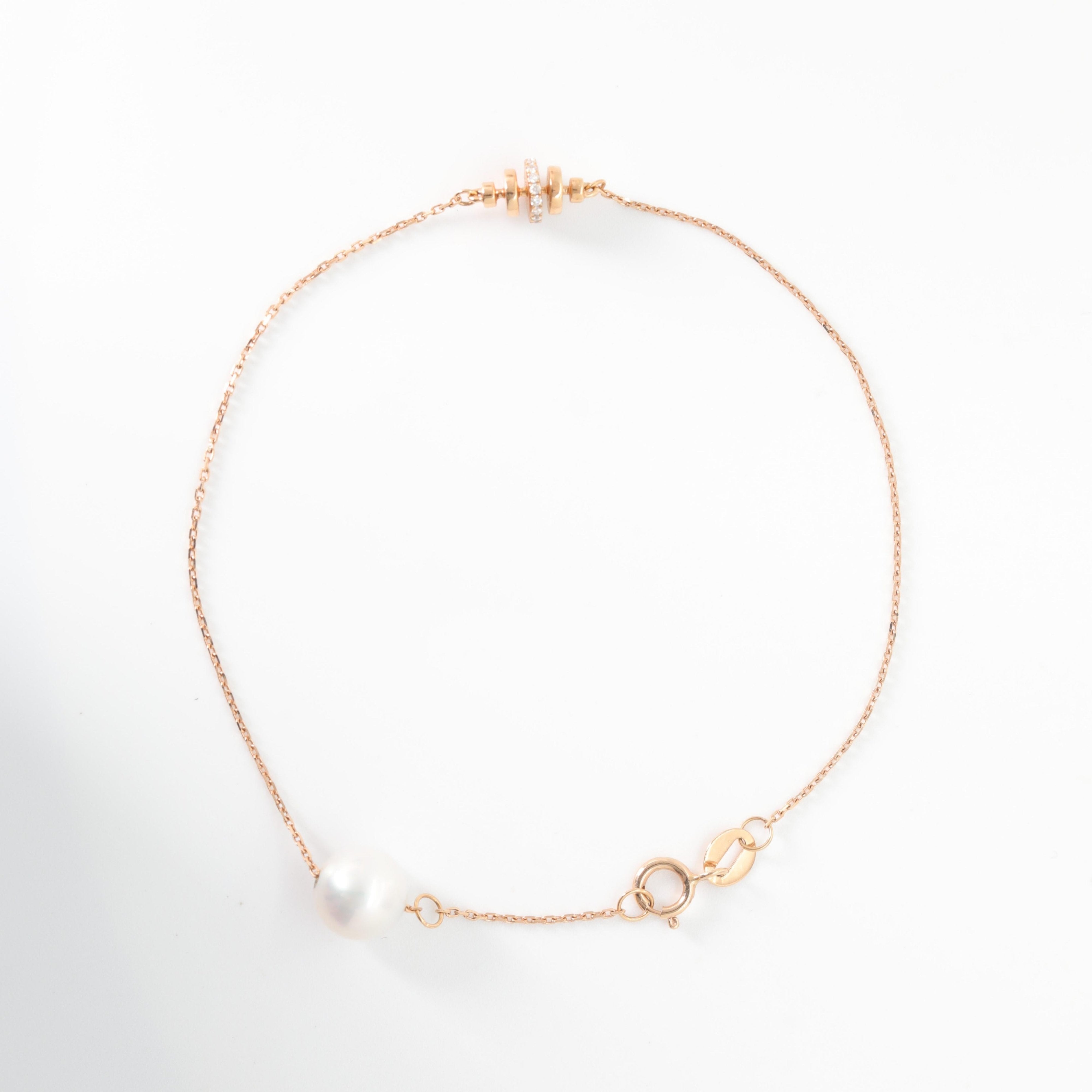 18K Yellow Gold Freshwater Pearl Chain Bracelet - MMR