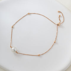 18K Yellow Gold Freshwater Pearl Chain Bracelet - MMR