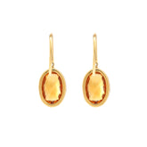 18K Yellow Gold Natural Citrine Dangle Earrings - MMR