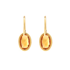 18K Yellow Gold Natural Citrine Dangle Earrings - MMR