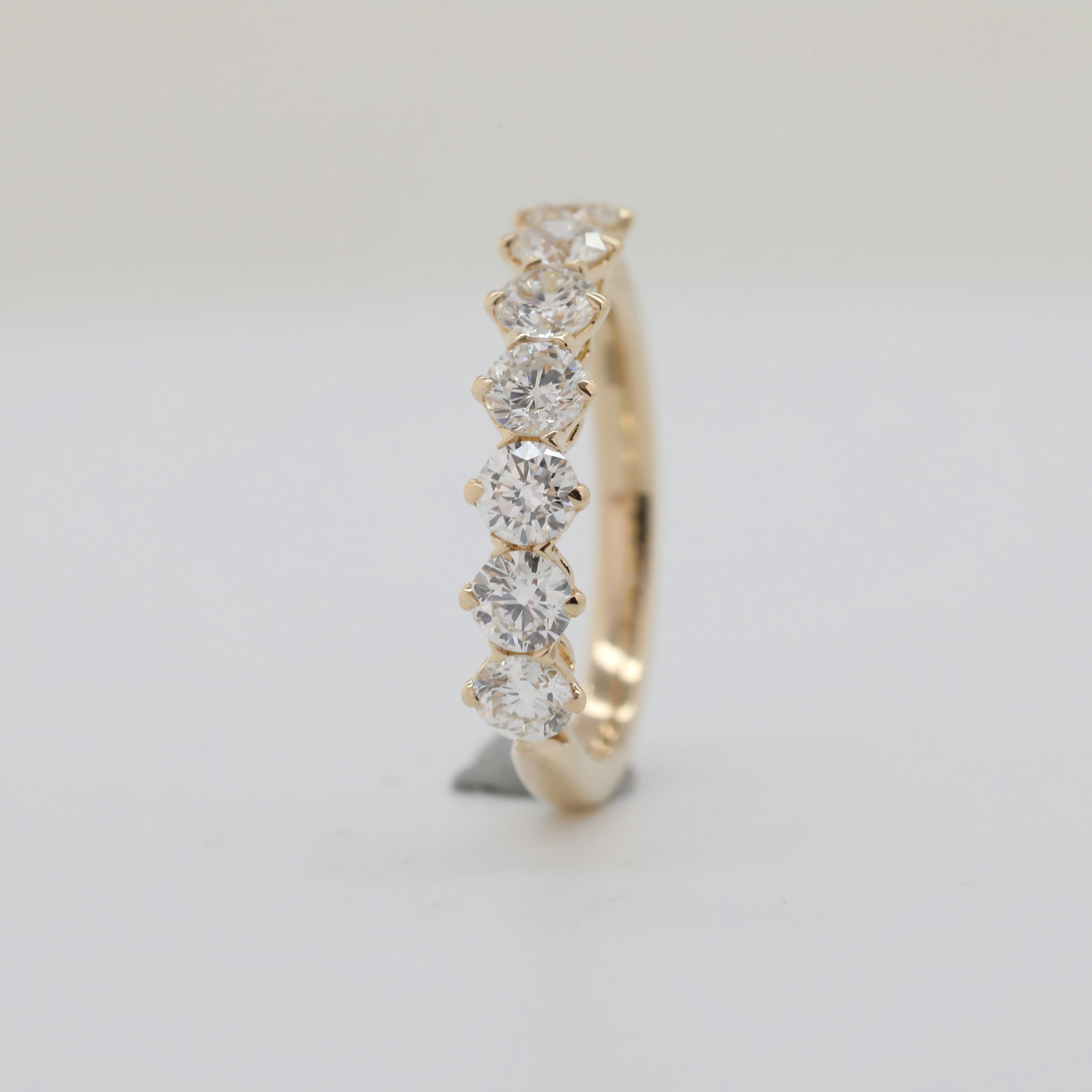18K Yellow Gold Old European Cut Lab Diamond 7-Stone Ring - MMR