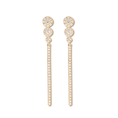 18K Yellow Gold Round Cut Diamond Pave Drop Earrings - MMR