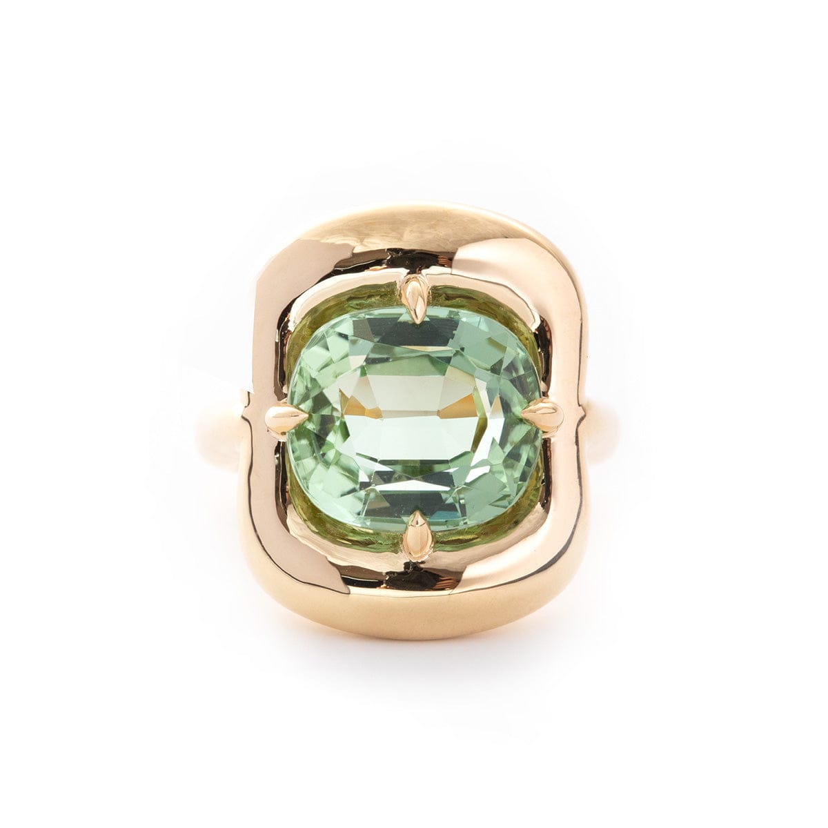 18K Yellow Gold Verdelite Prong Setting Statement Ring (Ring Setting Olnly)