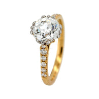 18k Yellow & White Gold 1.5 Carat OEC Lab Diamond Antique Style Engagement Ring (Ring Setting Only)