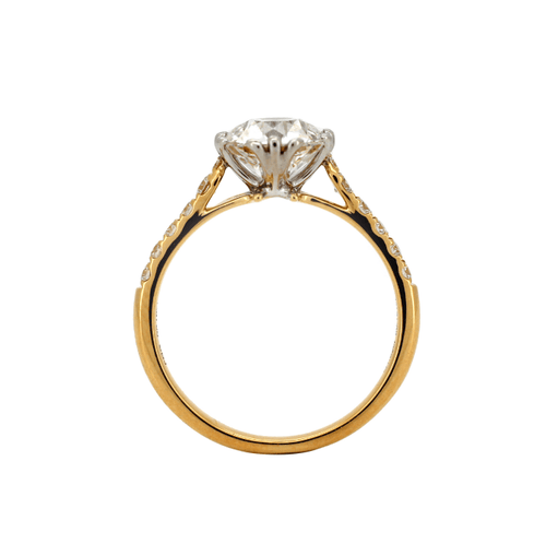 18k Yellow & White Gold 1.5 Carat OEC Lab Diamond Antique Style Engagement Ring