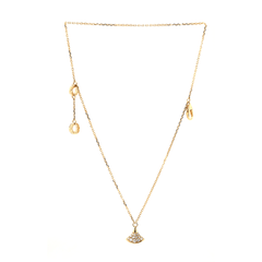 18K Yollow Gold Round Lab Diamond Skirt Pendant Necklace - MMR