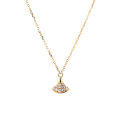 18K Yollow Gold Round Lab Diamond Skirt Pendant Necklace - MMR