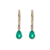 Pear Cut Colombian Lab Emerald Basket-Set Leverback Earrings