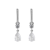 2.5 ct tw Pear Cut and Round Cut Lab Diamond Three Prong Basket Hoop Earrings