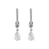 2.5 ct tw Pear Cut and Round Cut Lab Diamond Three Prong Basket Hoop Earrings