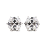 Old Mine Cut Lab Diamond 6 Round Prongs Basket Stud Earrings