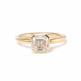 14k Yellow Gold 1ct Asscher Cut Lab Diamond Bezel Ring