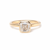 14k Yellow Gold 1ct Asscher Cut Lab Diamond Bezel Ring