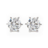 Cherished Moments 14K Gold 2 ct tw Round Cut Lab Diamond 6 Prongs Floral Setting Stud Earrings (FG Color, VS Clarity)