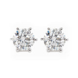 Cherished Moments 14K Gold 2 ct tw Round Cut Lab Diamond 6 Prongs Floral Setting Stud Earrings (FG Color, VS Clarity)