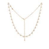 14K Yellow Gold 3 ct tw Round Brilliant Cut Lab Diamond Bezel Chain Station Necklace with Adjustable Chain