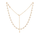 14K Yellow Gold 3 ct tw Round Brilliant Cut Lab Diamond Bezel Chain Station Necklace with Adjustable Chain