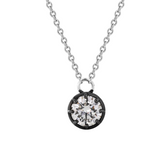 14K White Gold 1ct Round Lab Diamond Pendant Necklace with Black Rhodium Plated Bezel