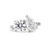 Round Brilliant & Pear-Cut Lab-Grown Diamond Toi et Moi Ring with Pavé Band