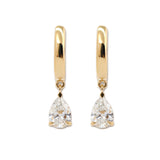 1 ct tw Pear Cut Diamond Three Prong Basket Hoop Earrings