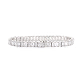 18K White Gold Emerald Cut Lab Diamond Tennis Bracelet, Radiant Diamond Emerald Design