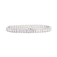 18K White Gold Emerald Cut Lab Diamond Tennis Bracelet, Radiant Diamond Emerald Design