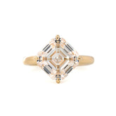 14K Yellow Gold 6ct Antique Asscher Cut Lab Diamond 4 Claw Prong Basket Solitaire Ring