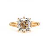 14K Yellow Gold 3ct Old Mine Cut Lab Diamond 8 Prongs Crown Basket Solitaire Ring