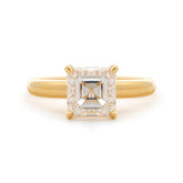 18k Yellow Gold 3ct Asscher Cut Lab Diamond 4 Claw Prong Basket Setting Ring