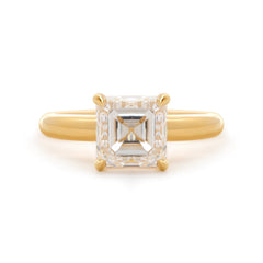 18k Yellow Gold 3ct Asscher Cut Lab Diamond 4 Claw Prong Basket Setting Ring
