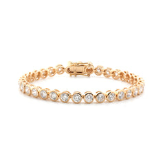 10K Yellow Gold Round Cut Lab Diamond Bezel Tennis Bracelet
