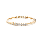 18K Yellow Gold Round Cut Lab Diamond Open Bangle Bracelet