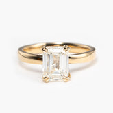 14K Yellow Gold 2.5ct Emerald Cut Lab Diamond Double Prong Solitaire Ring