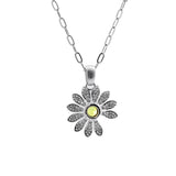 14K White Gold Daisy Pendant Necklace