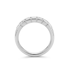 Platinum Asscher Cut Lab Diamond Bezel 7-Stone Ring