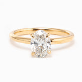 18K Yellow Gold 1.5ct Oval Cut Lab Diamond 4 Claw Prongs Solitaire Ring