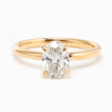 18K Yellow Gold 1.5ct Oval Cut Lab Diamond 4 Claw Prongs Solitaire Ring